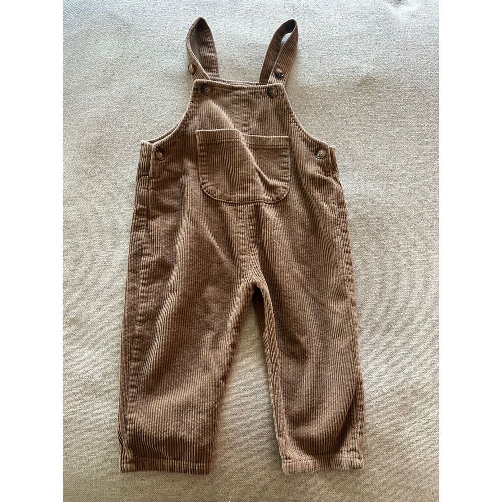 Vintage look Corduroy Overalls Toddler 2T Brown Retro Wide Wale Bib Jumpsuit